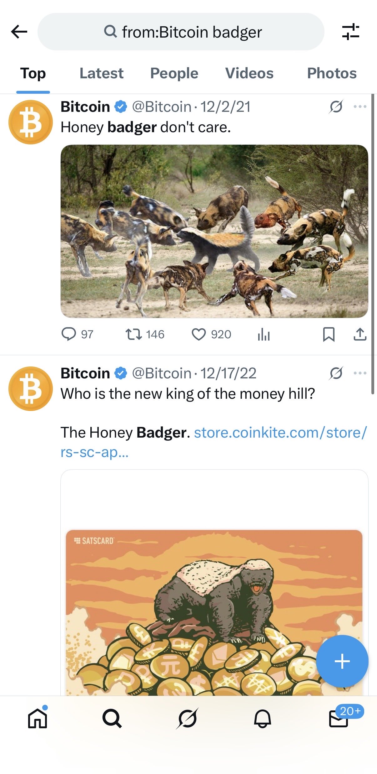 Bitcoin Badger Twitter mentions